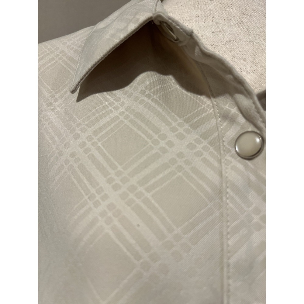 Denim And Co. Women's Pearl Snap Shirt Xl Cream Color - Picture 5 of 6